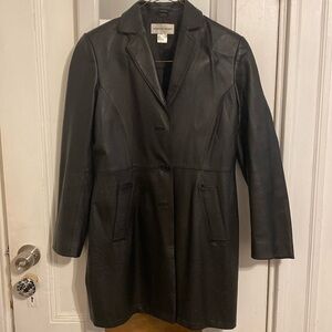 Leather structured leather trench jacket